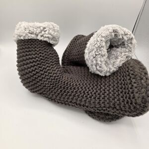 Dark Grey Knit Oh So Comfy Warm Slippers